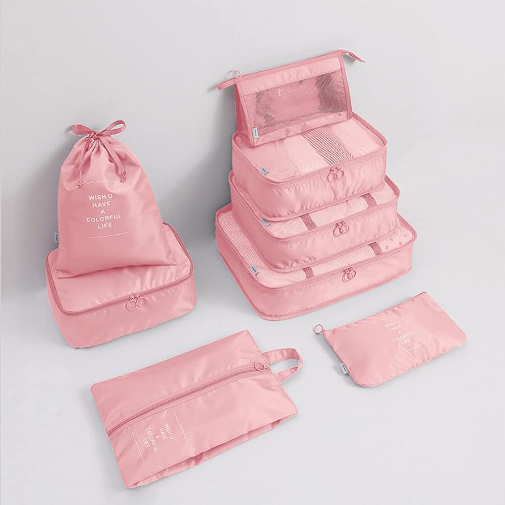 Travel Packing Cubes, Toifucos Multifunction 8pcs/set Luggage Organiser Compression Suitcase Essential Bag, Dark Gray