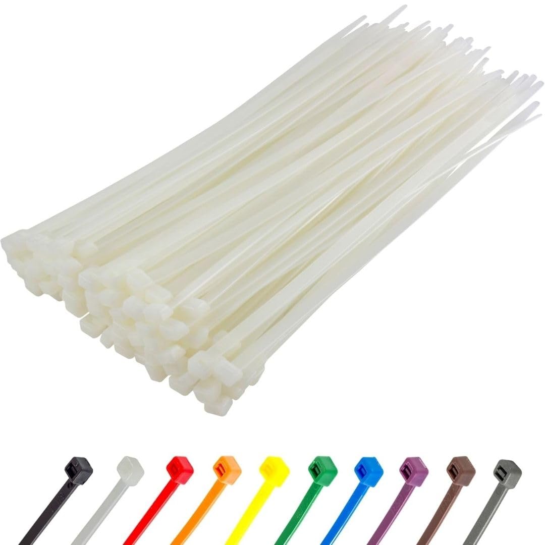 Gocableties Small Silver Cable Ties, 100mm x 2.5mm, Pack of 100, 4” Premium Nylon Zip Ties, Plastic Tie Wraps, Secure Self-Locking Mechanism, for Home, Garden, Office and DIY