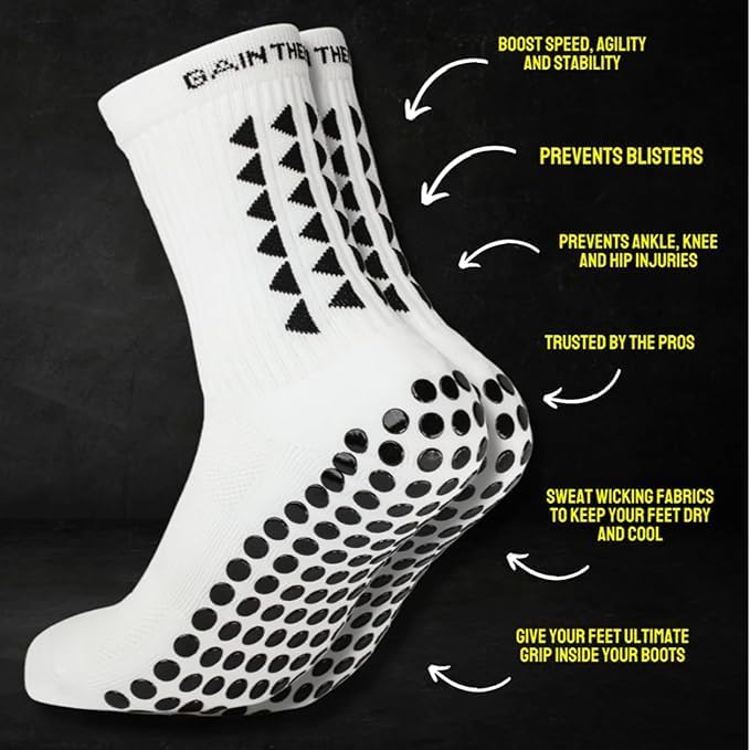 Gain The Edge Football Grip Socks 3.0-2pc and 4pc Set - Non Slip Football Socks - Updated Model