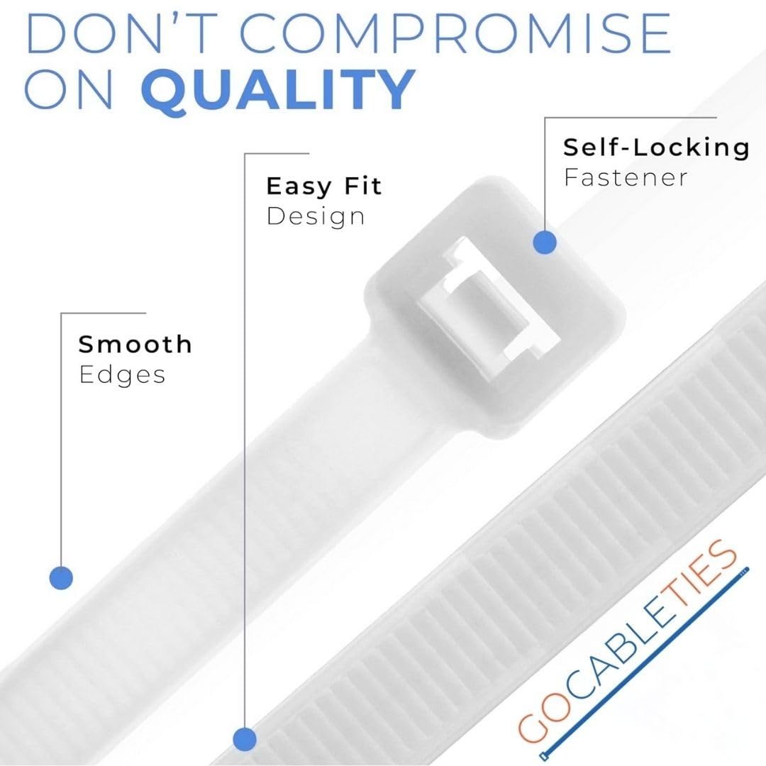 Gocableties Small Silver Cable Ties, 100mm x 2.5mm, Pack of 100, 4” Premium Nylon Zip Ties, Plastic Tie Wraps, Secure Self-Locking Mechanism, for Home, Garden, Office and DIY