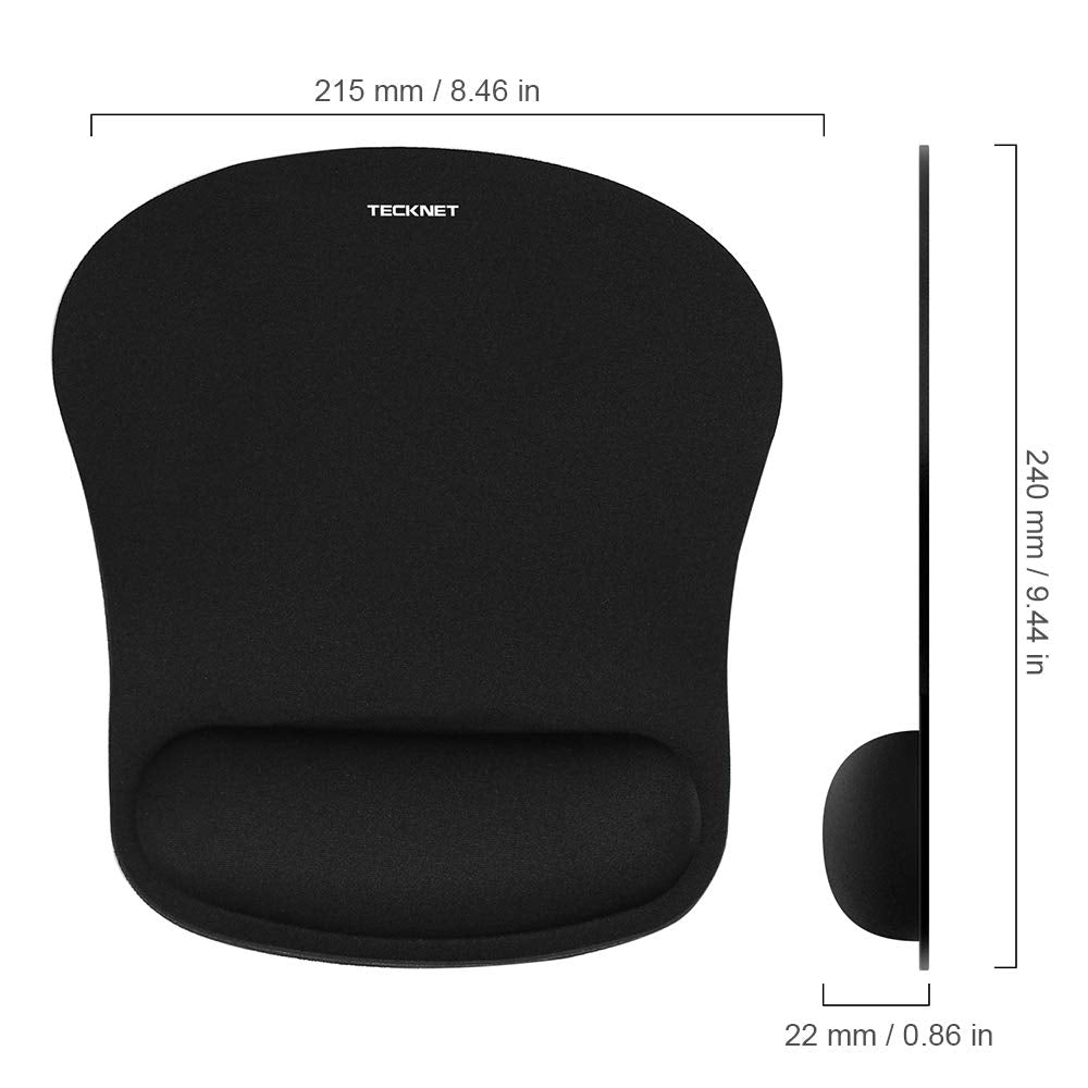 TECKNET 3 Packs Mouse Mat Wrist Support, Mouse Pad with Memory Foam Rest
