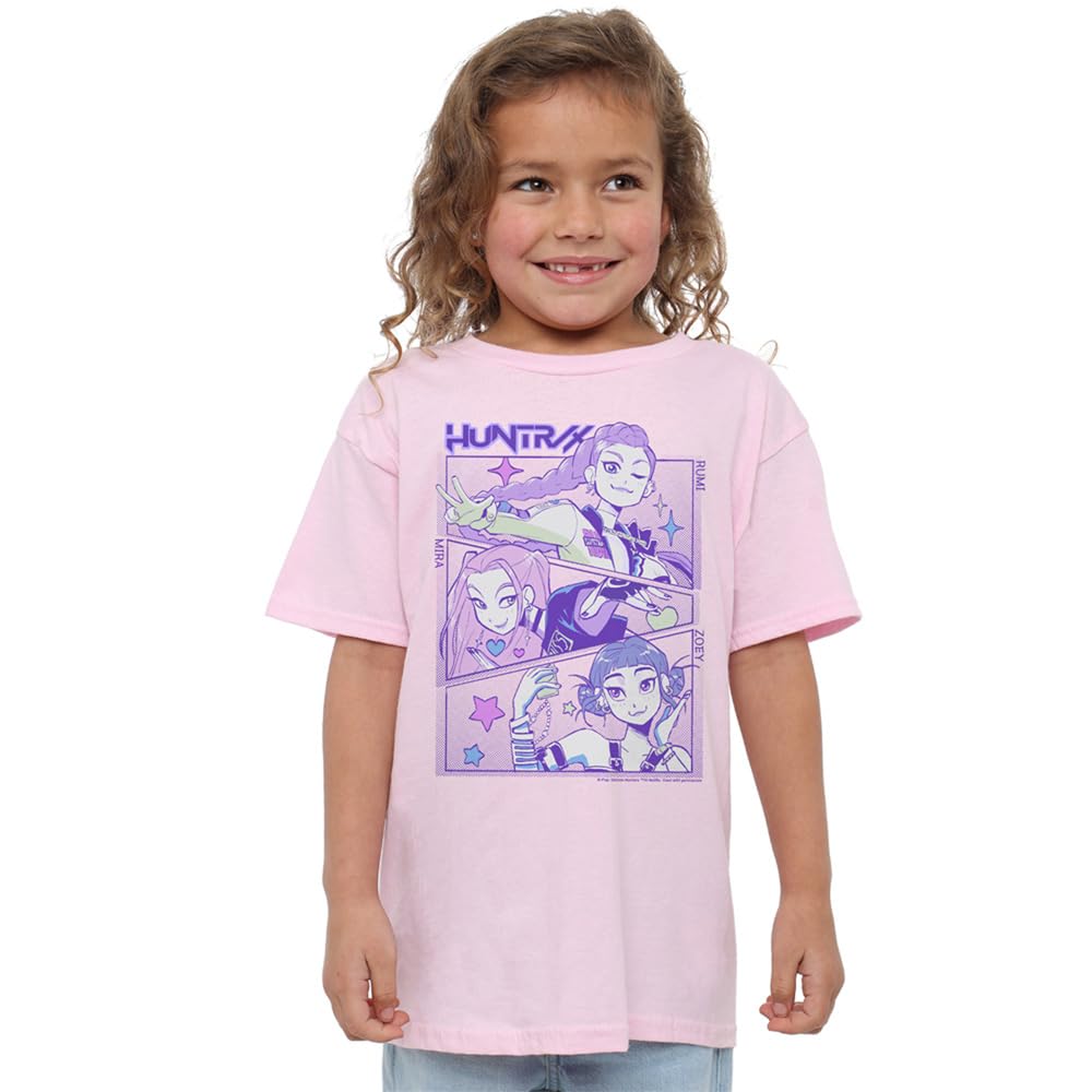Kpop Demon Hunters Unisex Kids K-pop Demon Hunters - Anime Huntrix Huntr/X Kids T Shirt, Black T-Shirt (Pack of 1)