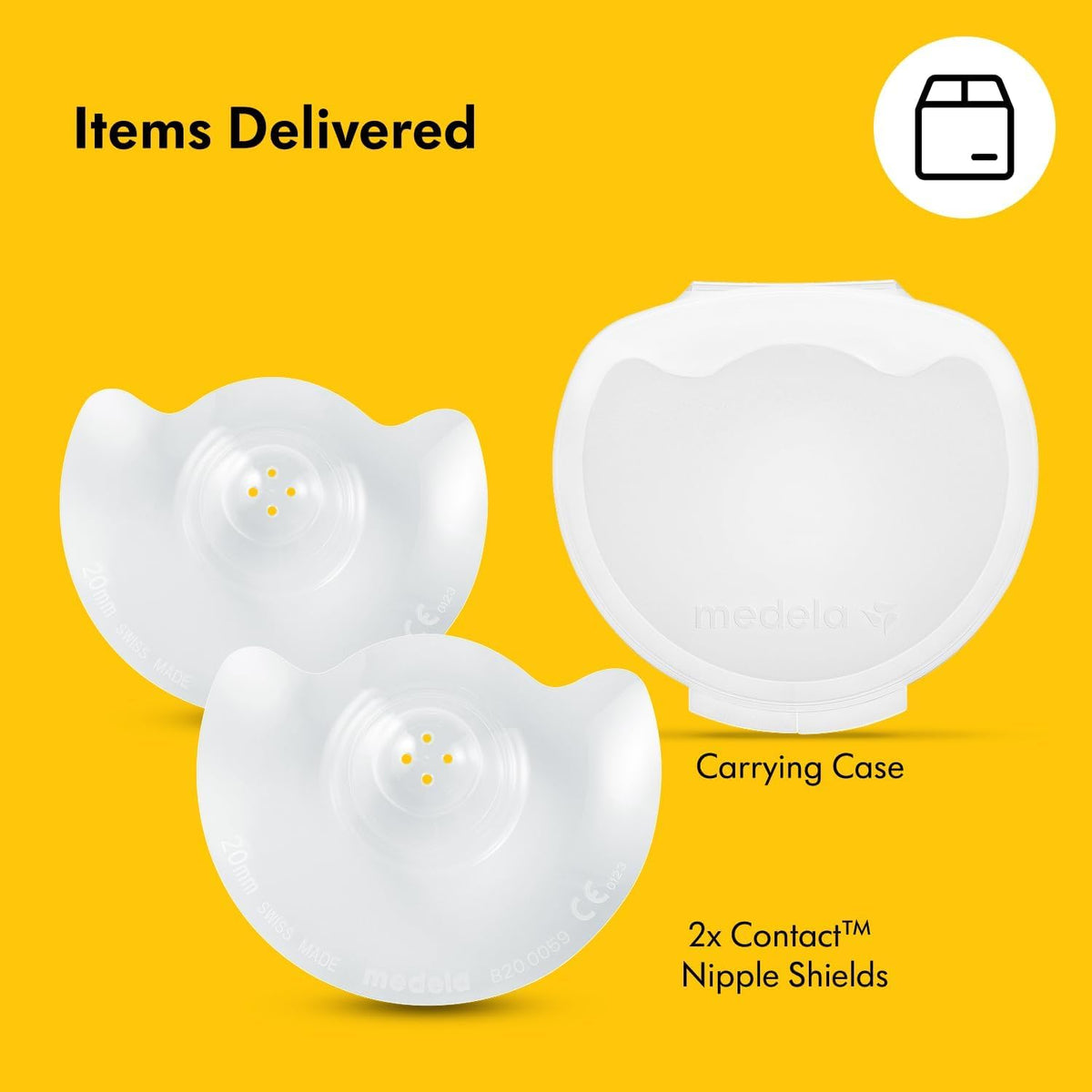 Medela Silicone Contact Nipple Shields, Soft Ultra-Thin Design, Made Without BPA, 1 Pack of 2 Shields (16 mm) and Case