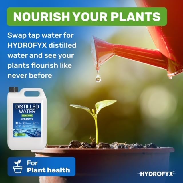 HYDROFYX 5L Distilled Water – 0 PPM TDS Mineral Free Water for CPAP Machines, Humidifiers, Steam Irons & Car Batteries – Made in UK