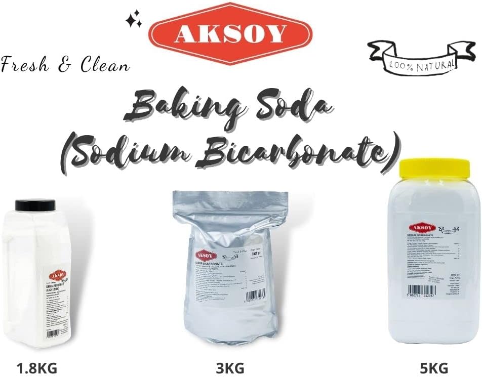 Aksoy Baking Soda 1.8KG Jar || Pure Sodium Bicarbonate Powder, Highest Purity, Food Grade – Versatile Baking Soda for Cooking, Baking, Cleaning, Deodorizing & More!