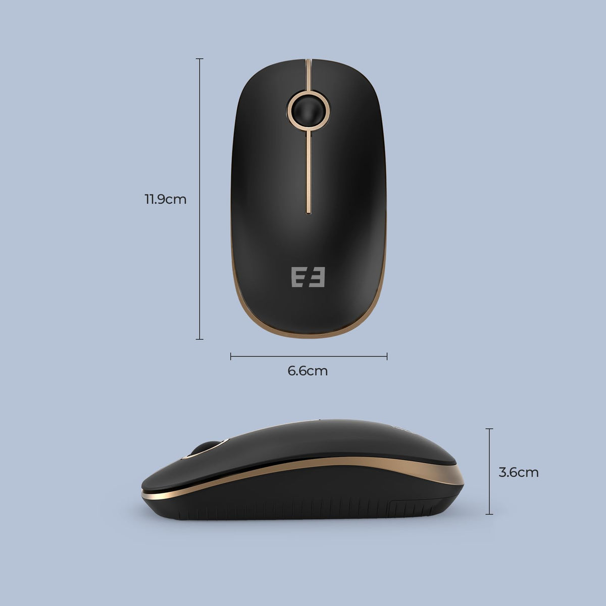 Seenda Wireless Mouse, Silent with 2.4G USB Receiver, Black