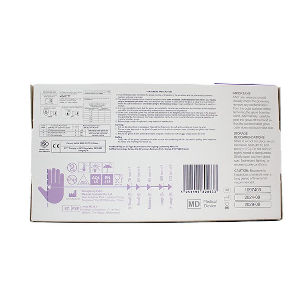 Powder Free Nitrile Gloves - Medical-Grade, Latex-Free, Food Safe (Box of 100)
