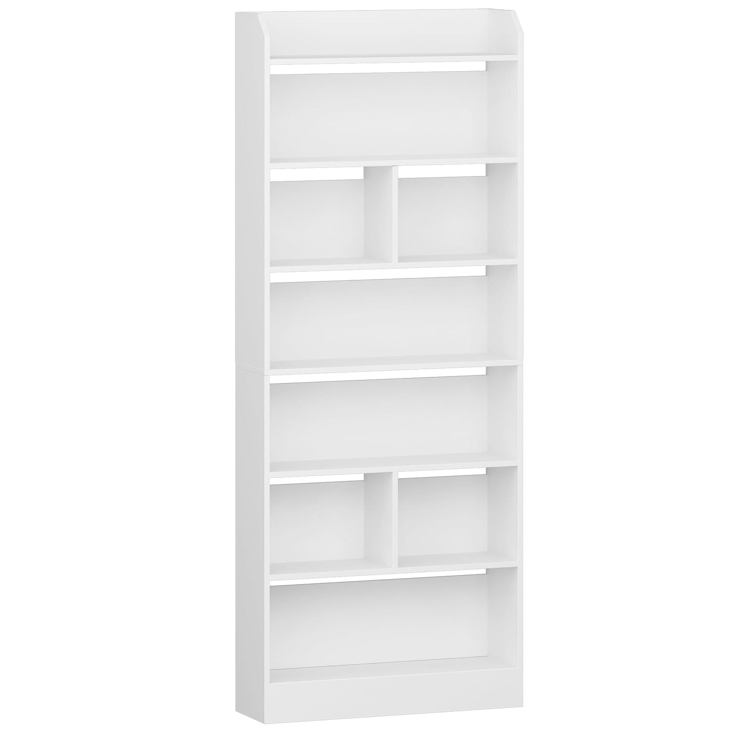 Hzuaneri 6-Tier Bookcase, Bookshelf with 8 Adjustable Storage Shelf Unit, White Bookcase for Living Room, Home Office, Bedroom, Study, 24 x 60 x 199 cm, White, BC11703X