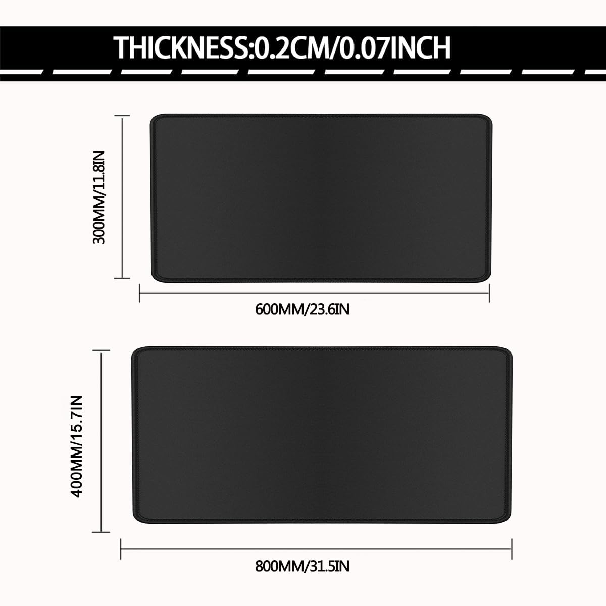 Rcege Large Gaming Mouse Pad Extended Desk Mat with Non Slip Stitched Edge