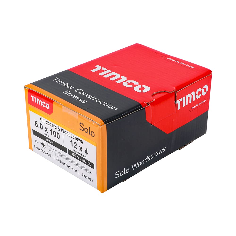 TIMCO Solo Chipboard & Woodscrews - Gold - 6.0 x 90mm - 60090SOLOC