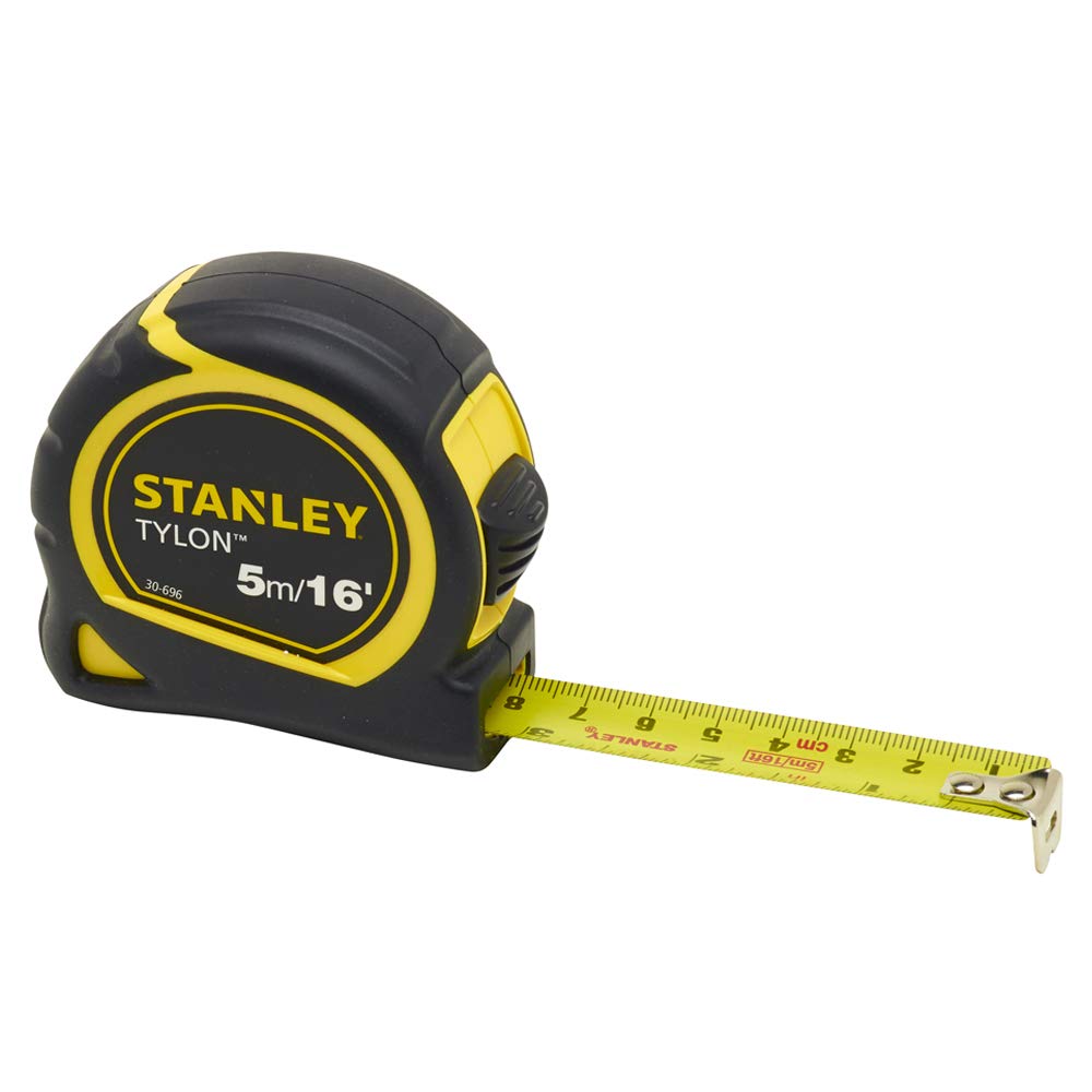 STANLEY STA030696N Tylon Tape, 5m/16ft, Pawl Lock, Yellow & Black