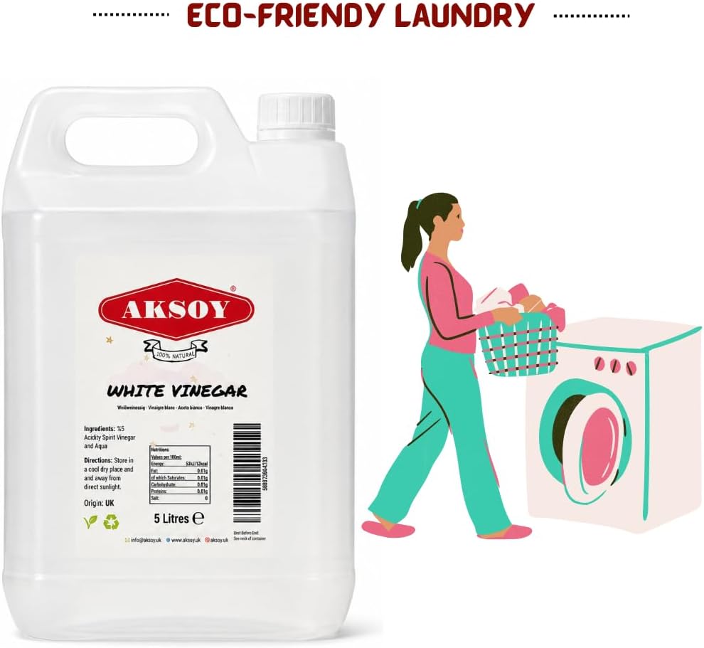 Aksoy Distilled White Spirit Vinegar 5L | Ideal for Cleaning, Pickling, Marinating, Cooking & Natural Weed Control – Multi-Purpose, Descaling & Odour Removal