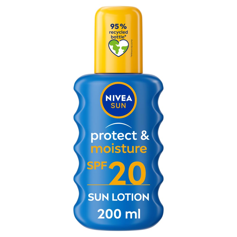 NIVEA SUN Protect & Moisture Sun Spray SPF 50+ (200ml), Moisturising Suncream Spray with SPF 50+, Advanced Sunscreen Providing Immediate, Effective UVA + UVB Protection (Pack of 2)