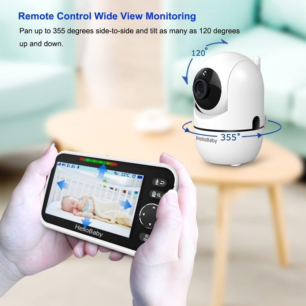 HelloBaby HB6550 Baby Monitor with Camera and Night Vision, 5" Split Screen