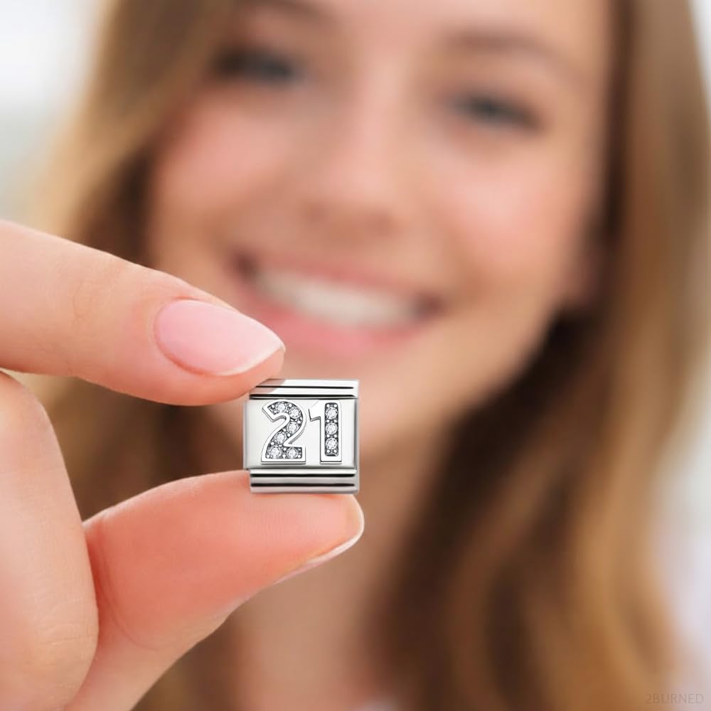 Italian Charm Link Number Birthday Milestones fit 9mm bracelet