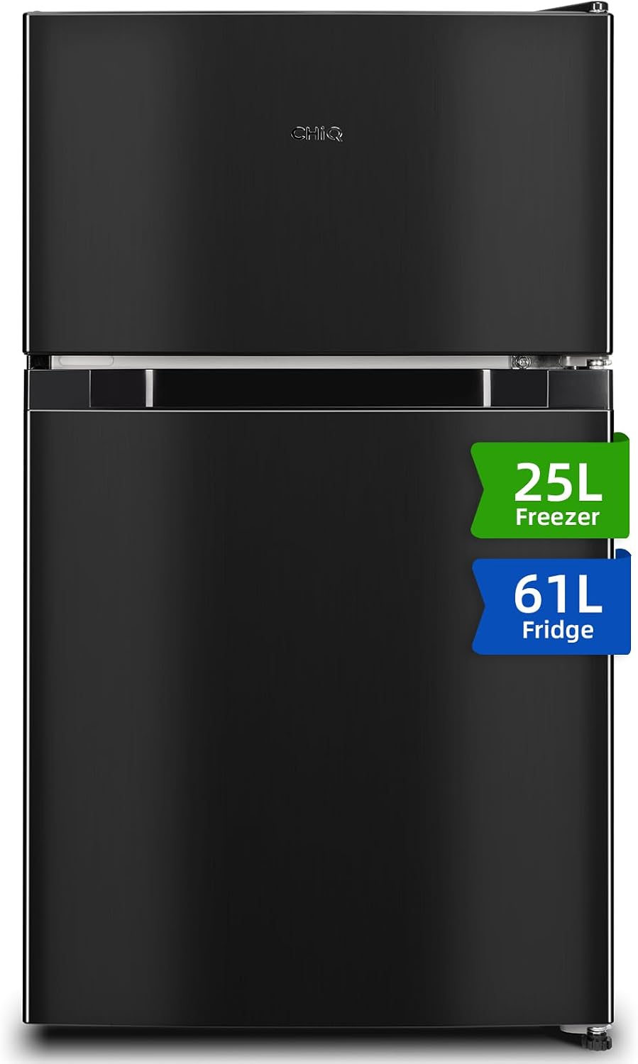 CHiQ 86L Compact Top Freezer Refrigerator with 85cm & LED Black