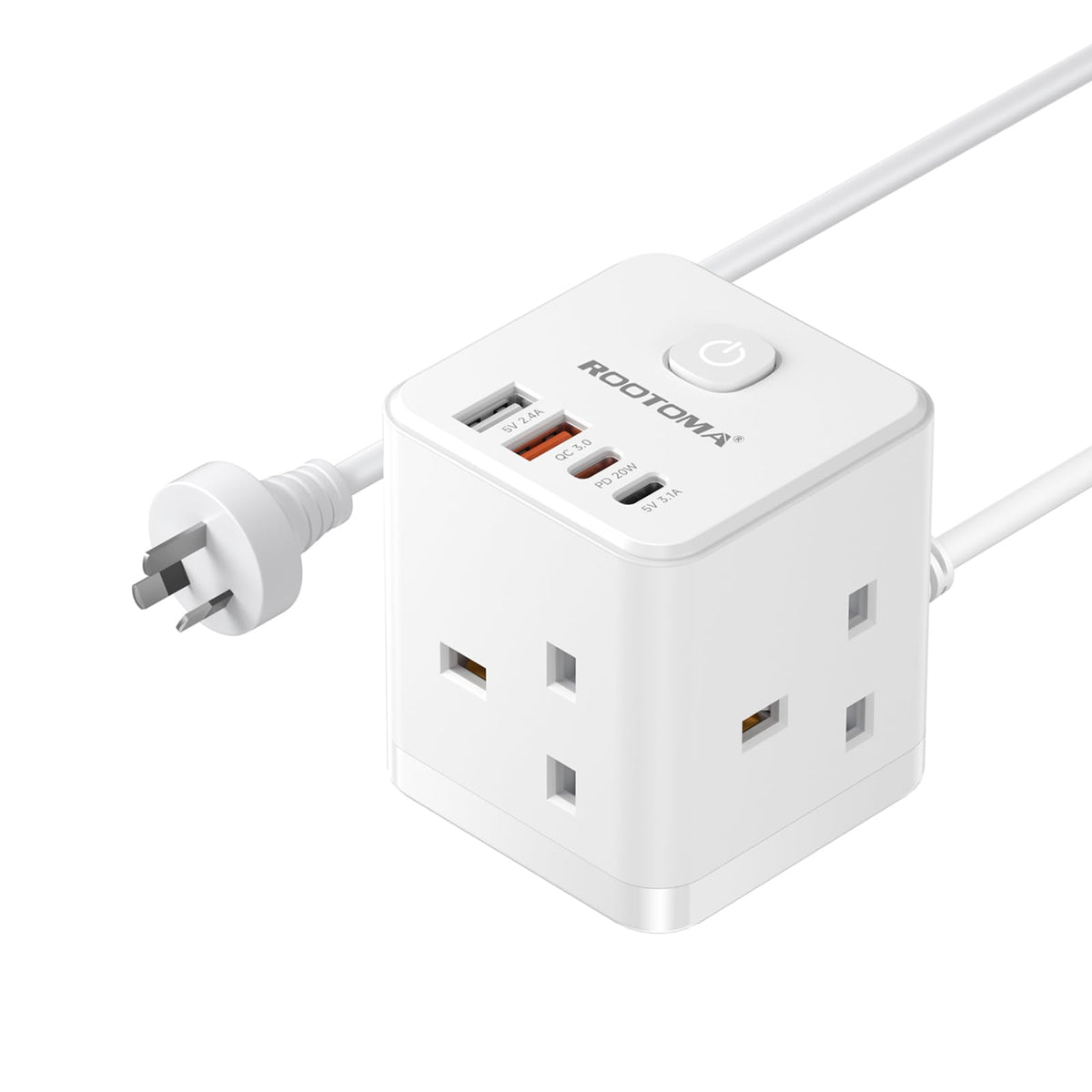 Japan Travel Adapter 3 Way 4 Fast Charging USB (QC3.0/PD20W)