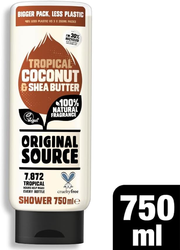 Original Source Mint & Tea Tree Shower Gel, 100 Percent Natural Fragrance, Vegan, Cruelty Free, Paraben Free, Large Bottle, 750 ml