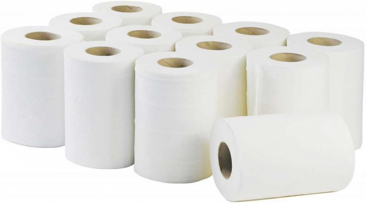 Bargain Factory 12 x Premium Quality 2-Ply White Centrefeed Paper Hand Towel Rolls, Pack of 12 Tissue Rolls