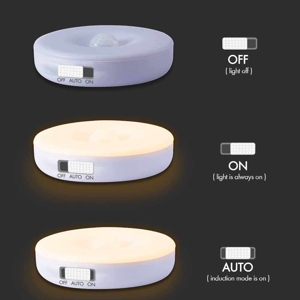 Motion Sensor Lights Indoor Rechargeable Wireless Wall Light LED Stair Night Lights Lamps with Auto/On/Off for Stairs Living Room Bathroom Corridors Closet Kitchen Under Cabinets (6000K, 3 Pack)