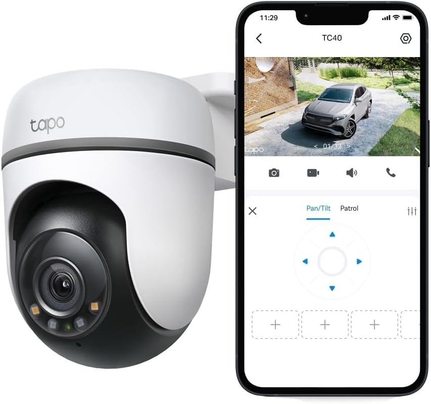 Tapo TC40 Pan/Tilt Smart Security Outdoor Camera, Full HD, 360° Person Detection Motion Tracking, Color Night Vision, WiFi Camera No Monthly Fee, Two-Way Talk, IP65, Works with Alexa and Google