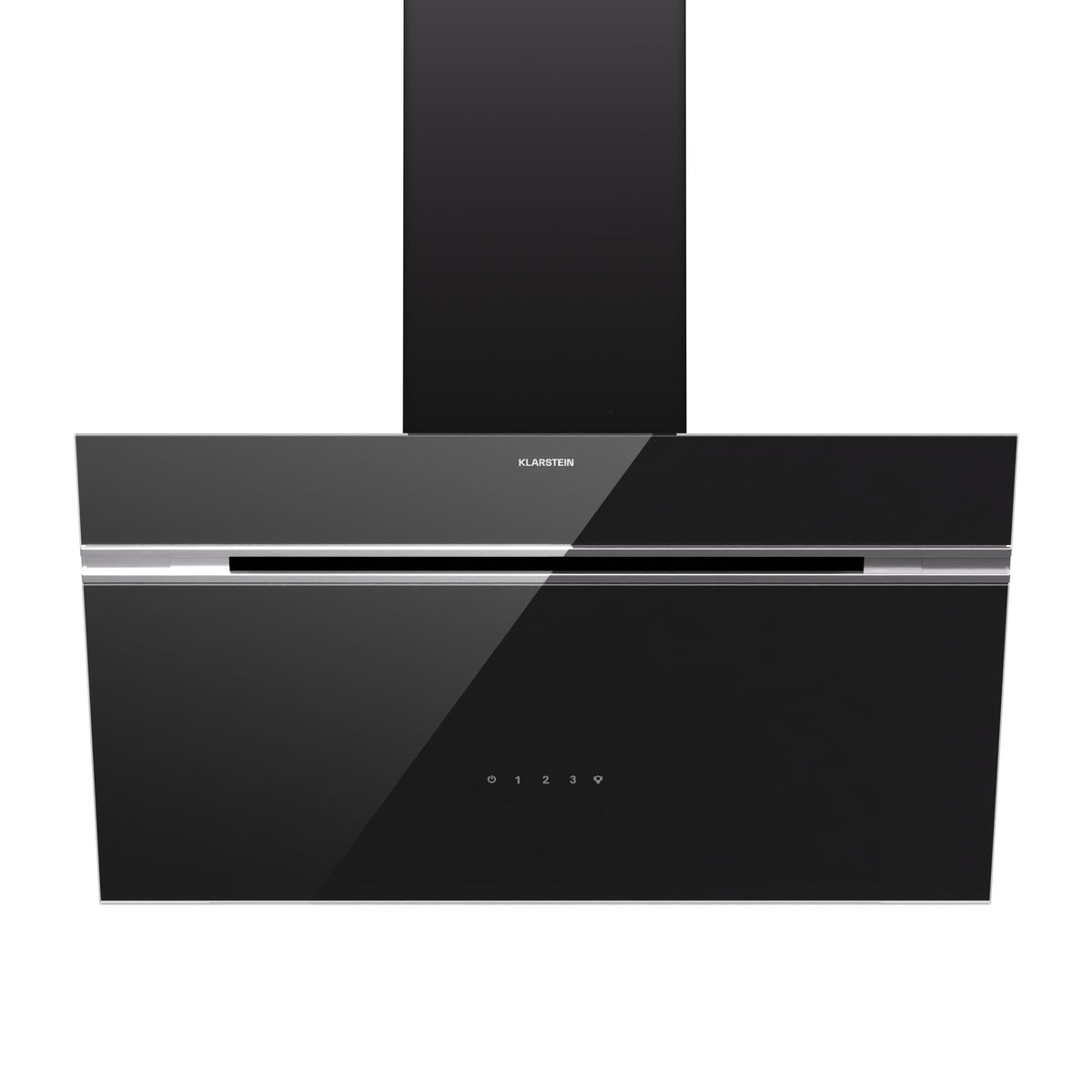 Klarstein Alina 90 Angled Cooker Hood - 615m³/h Air Flow, Touch Panel, LED Backlighting, Quiet 63dB, Energy Class A, 90cm Extractor Hood, Black