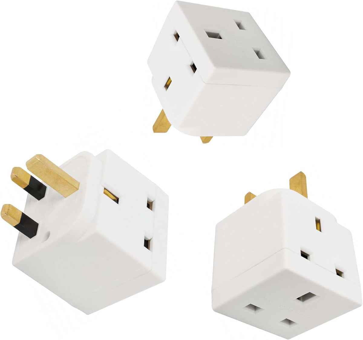 2 Way 3 Pin Power Plug Adaptor Splitter 13A Multi Wall Plug Cube 3 pins Socket Splitter Extension Plug adaptor UK Socket Splitter Block for Kitchen, Home, Office etc (pack of 1)