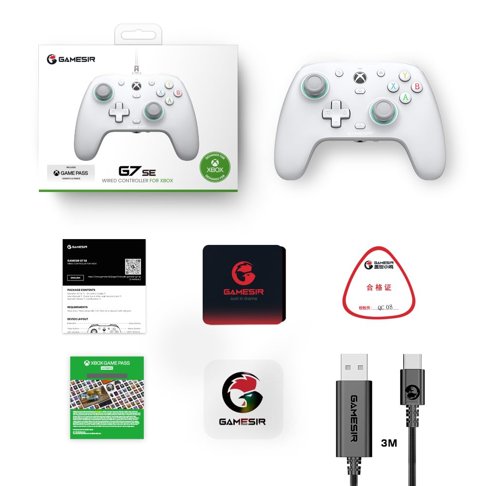 GameSir G7 SE Wired XBOX Controller, Officially Licensed for XBOX Series X|S & One, Hall Effect Joystick, Windows 10/11 Compatible