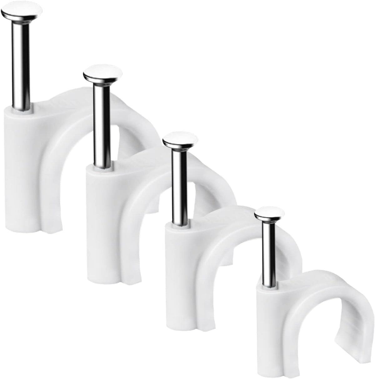 Abnii Cable Clips, 400 Pcs, 4mm 6mm 8mm 10mm Nail Clip, White