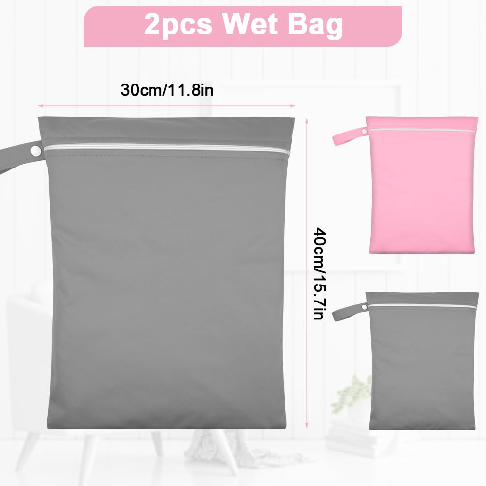 2PCS Wet Bags for Baby Items, Wet Swimsuits, Beach, Camping(Black)