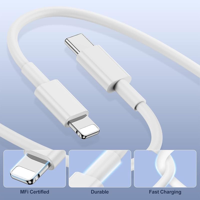 iPad Charger,2Pack USB C to Lightning Fast Charging Cable and Plug 25W Charge for New Apple i Pad Pro 9.7 10.5 12.9 inch 2nd Generation/Air 3rd/Mini 4 5th Gen/Pad 5th 6th 7th 8th 9th 2021/iPhone 14 13