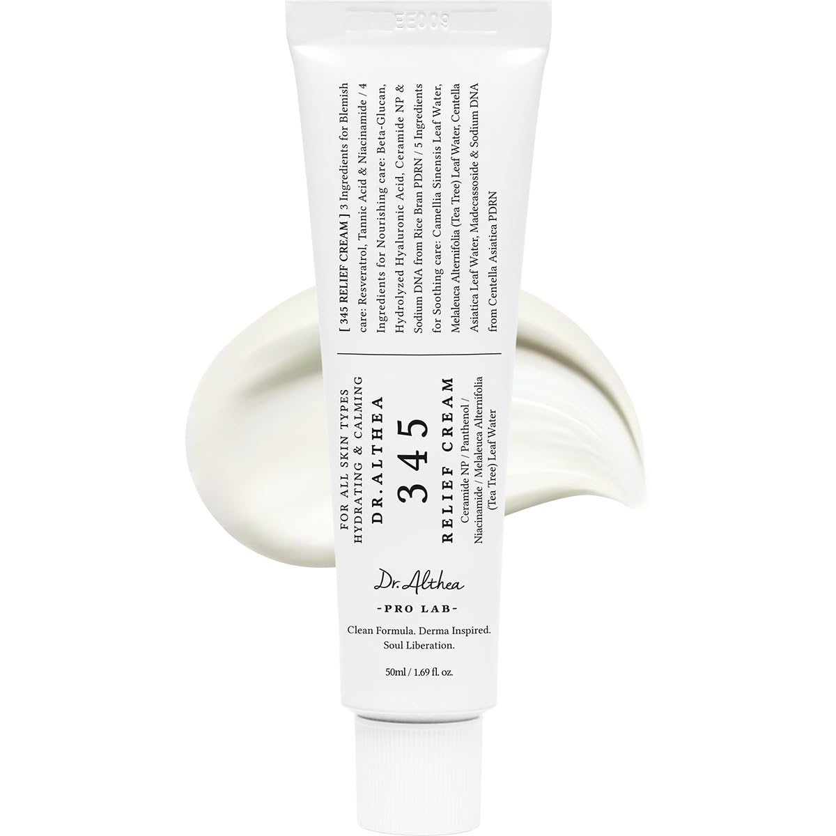 Dr.Althea 345 Relief Cream | PDRN & Hyaluronic Acid for Hydration, Blemish Care | Post-Acne Face Moisturizer with Centella & Niacinamide | Korean Vegan Skincare, 50ml