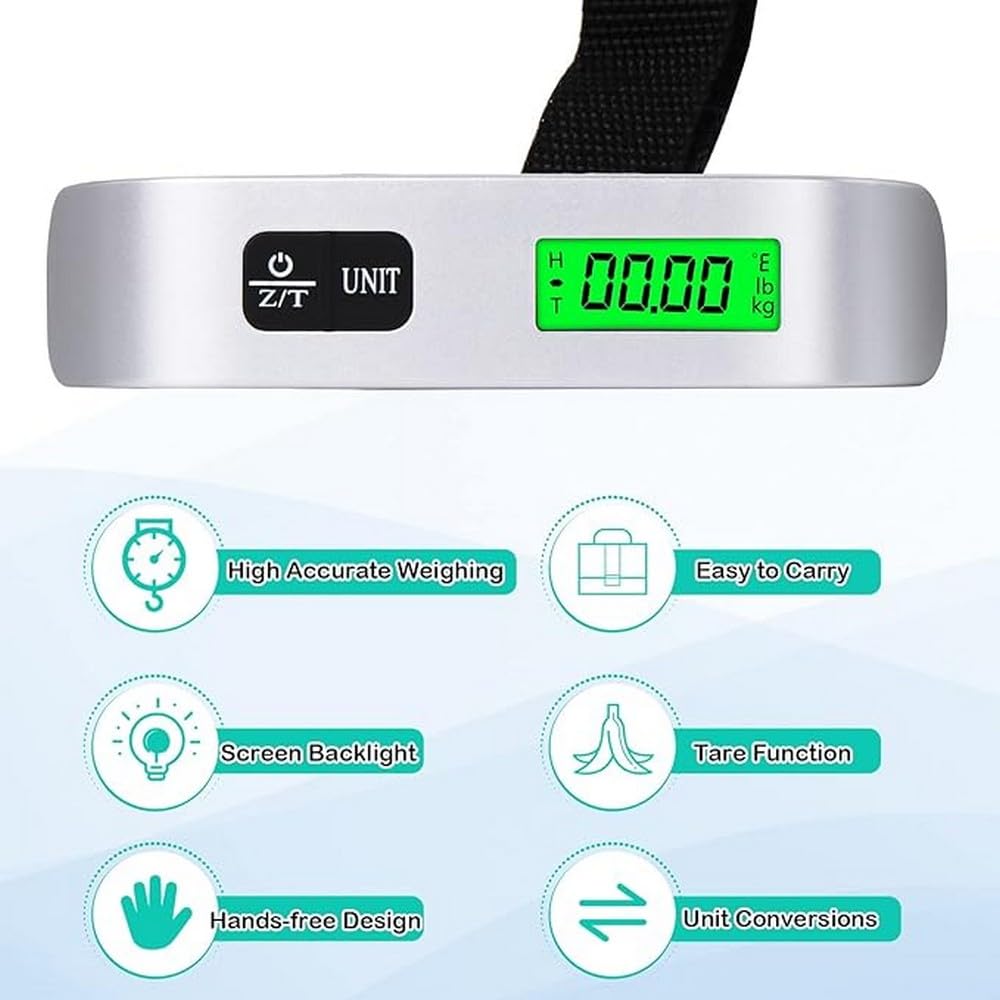 Blendura Digital Luggage Scale with Hook, 50 kg / 110 lb, White