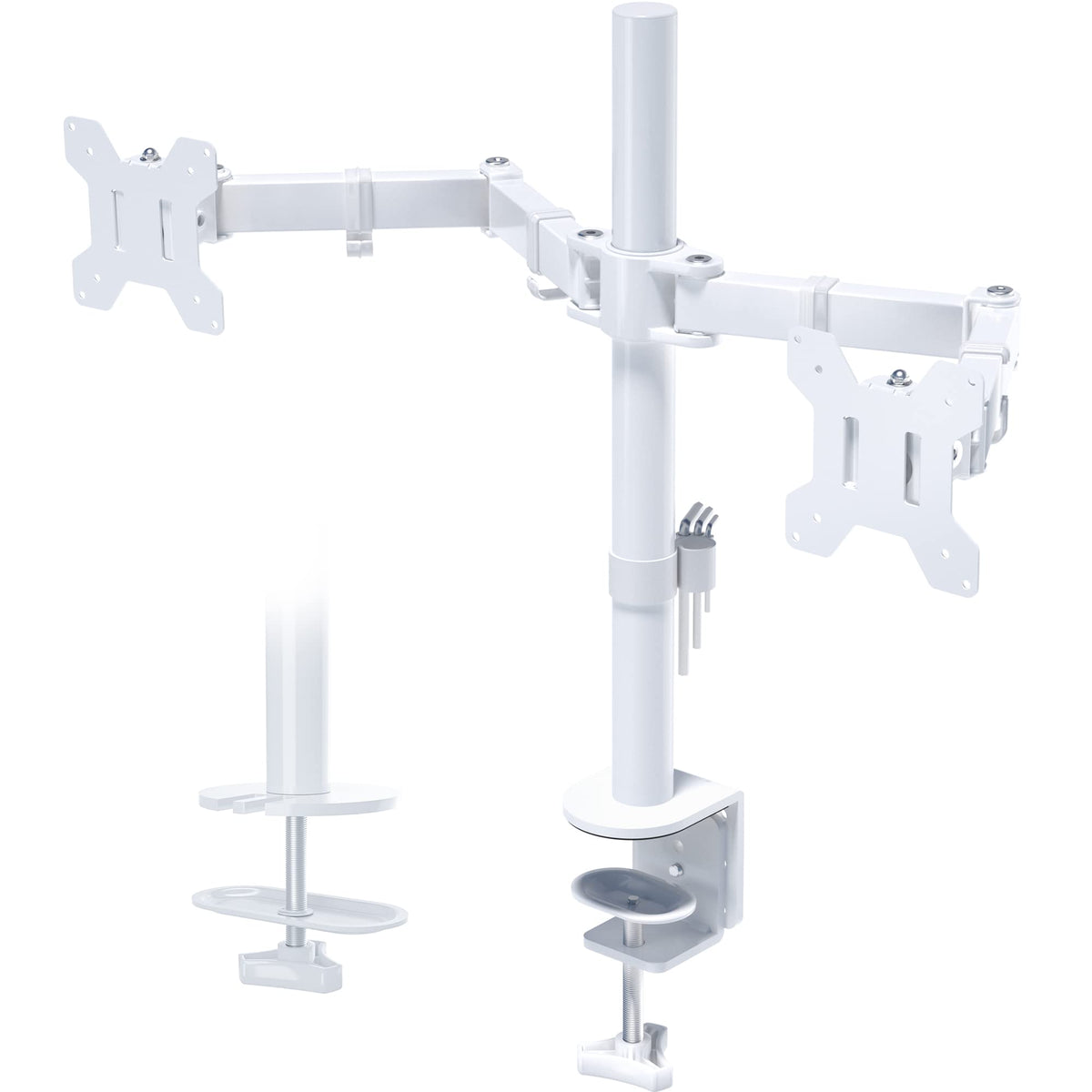BONTEC Dual Monitor Arm Desk Mount for 13–27 Inch Computer Screens, VESA 75x75/100x100, Full Motion Adjustable Monitor Arm with 360° Rotation, Height Adjustable up to 430mm, Max 10kg per Arm, Black