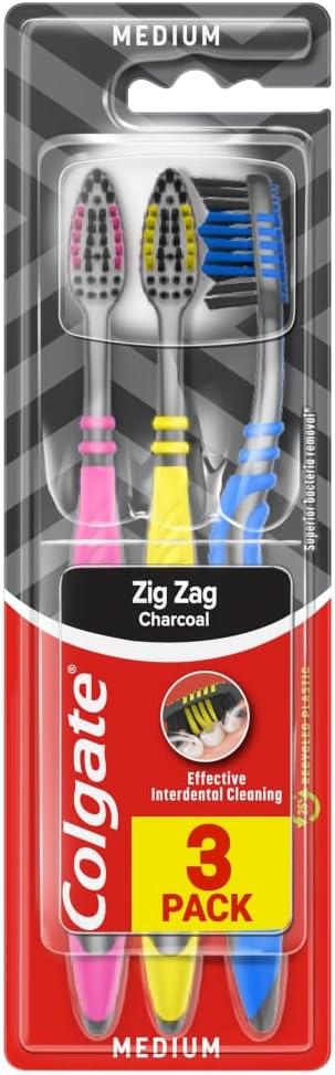 Colgate Zigzag Medium Bristles Manual Toothbrush (3-Pack)