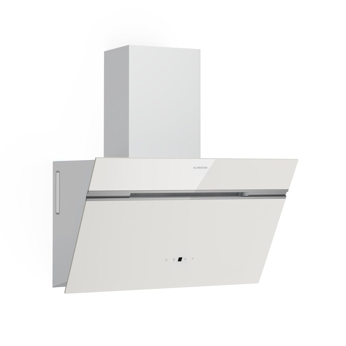 Klarstein Alina 90 Angled Cooker Hood - 615m³/h Air Flow, Touch Panel, LED Backlighting, Quiet 63dB, Energy Class A, 90cm Extractor Hood, Black