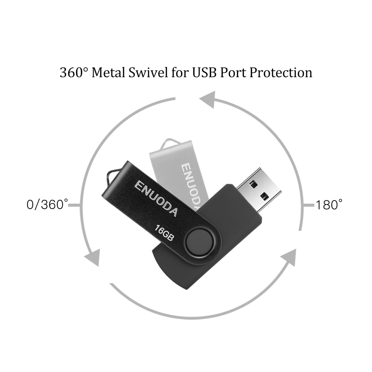 ENUODA Memory Stick 128GB USB 2.0 Flash Drives Swivel Design Storage Thumb Drive Pen Drive (Black)