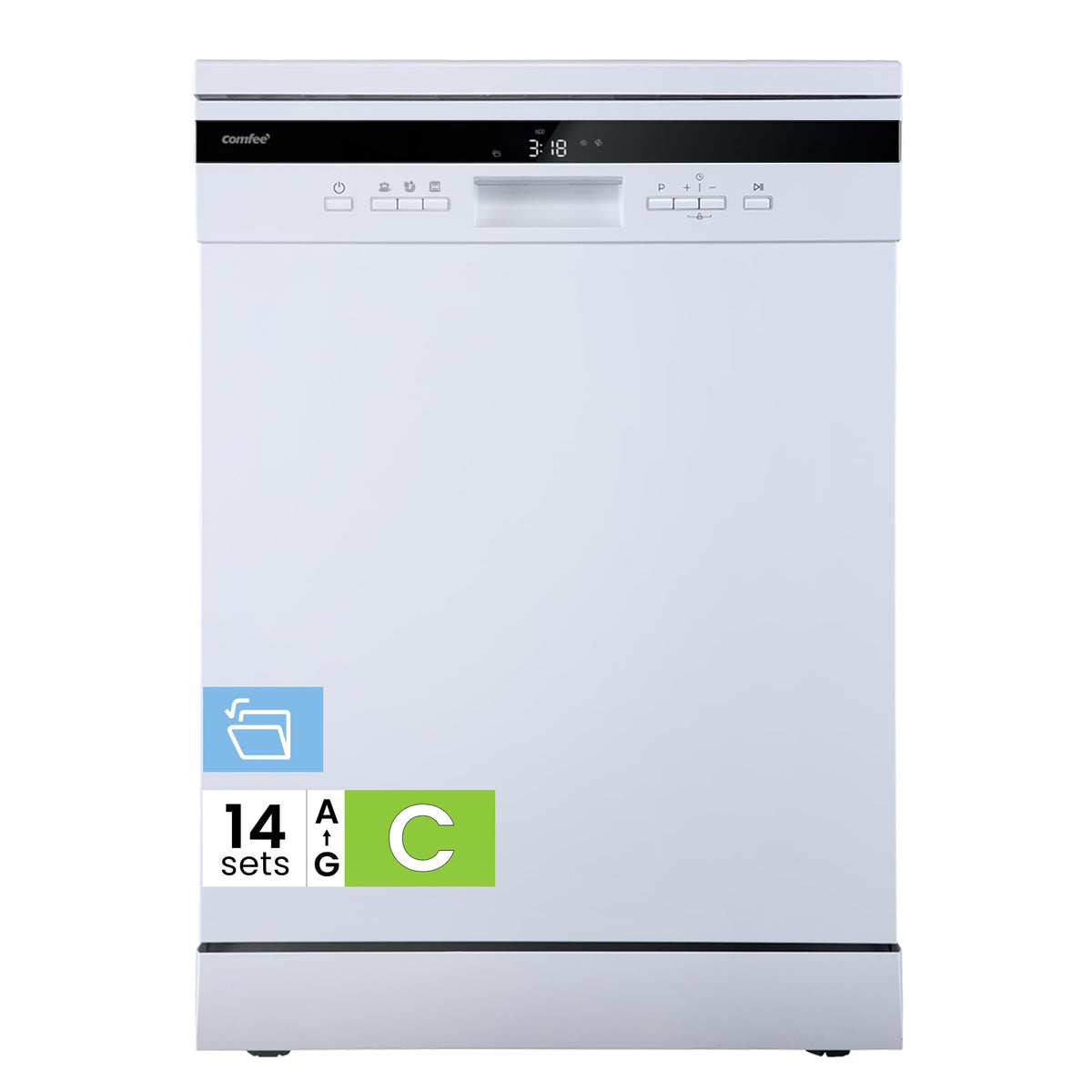 COMFEE' Full Size Freestanding Dishwasher, 14 Place Settings, Black