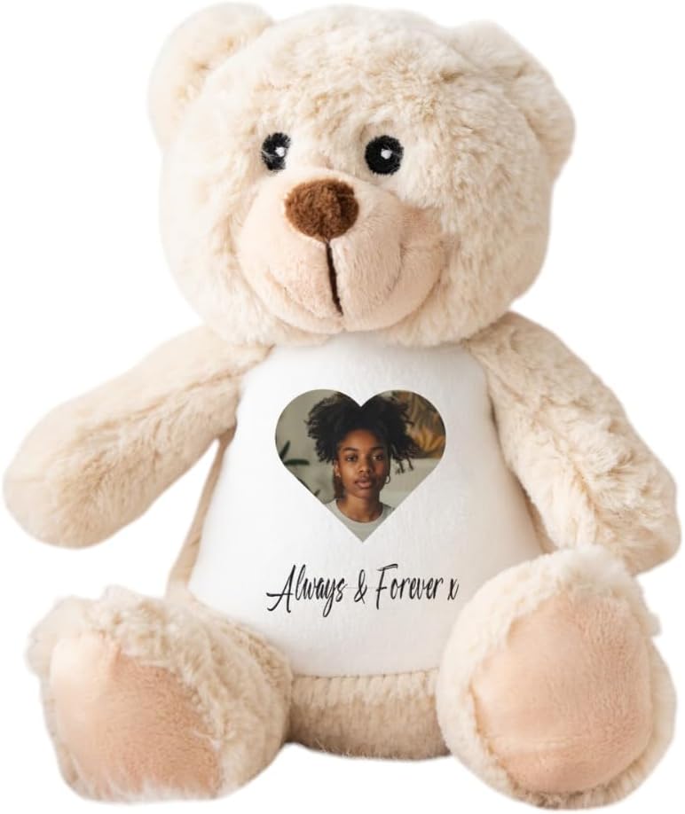 Custom Photo Teddy Keepsake | Personalized Picture Bear for Birthdays & Special Occasions | Memorial Baby Loss Keepsake | Personalised Gifts for Girlfriend, Multi