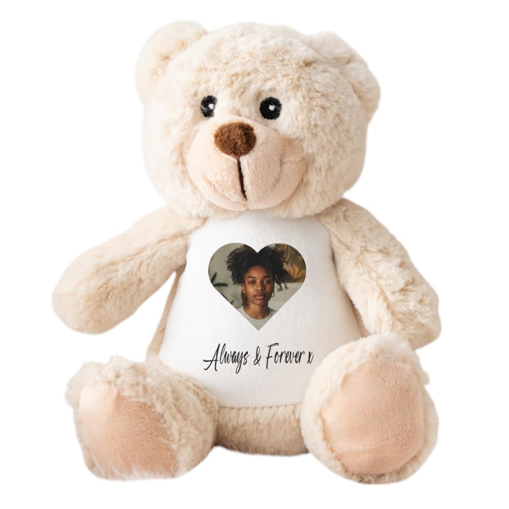 Custom Photo Teddy Keepsake | Personalized Picture Bear for Birthdays & Special Occasions | Memorial Baby Loss Keepsake | Personalised Gifts for Girlfriend, Multi