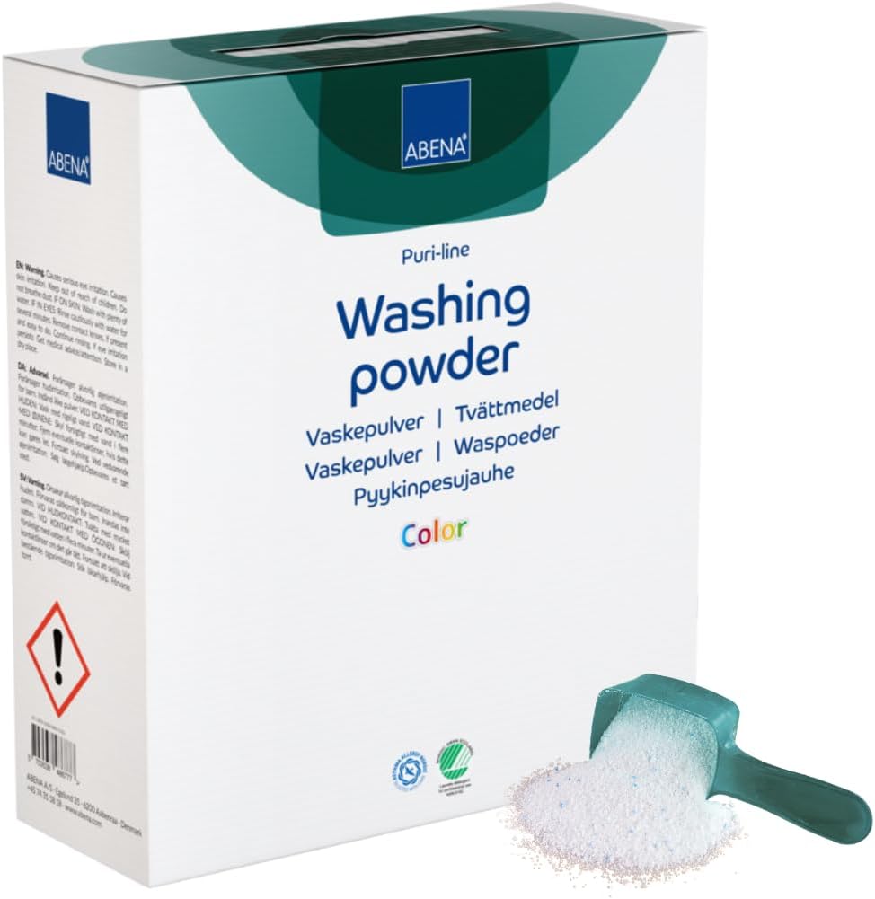 ABENA Washing Powder |5 kg| Jumbo Pack of Non scented Washing Detergent for light coloured clothing, Laundry Powder that's gentle on even the most sensitive skin.