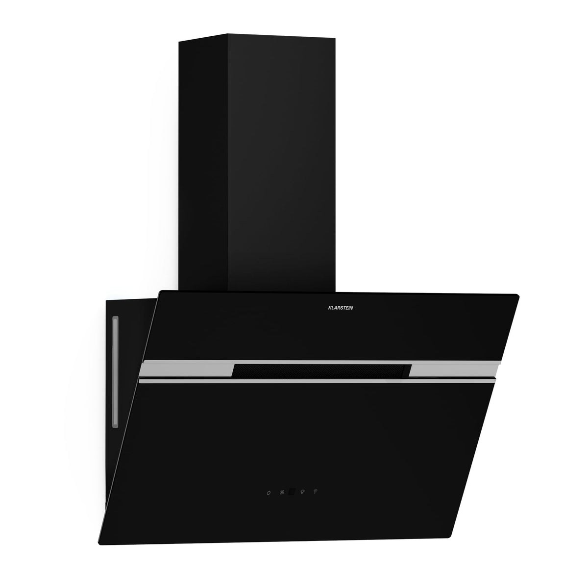 Klarstein Alina 90 Angled Cooker Hood - 615m³/h Air Flow, Touch Panel, LED Backlighting, Quiet 63dB, Energy Class A, 90cm Extractor Hood, Black