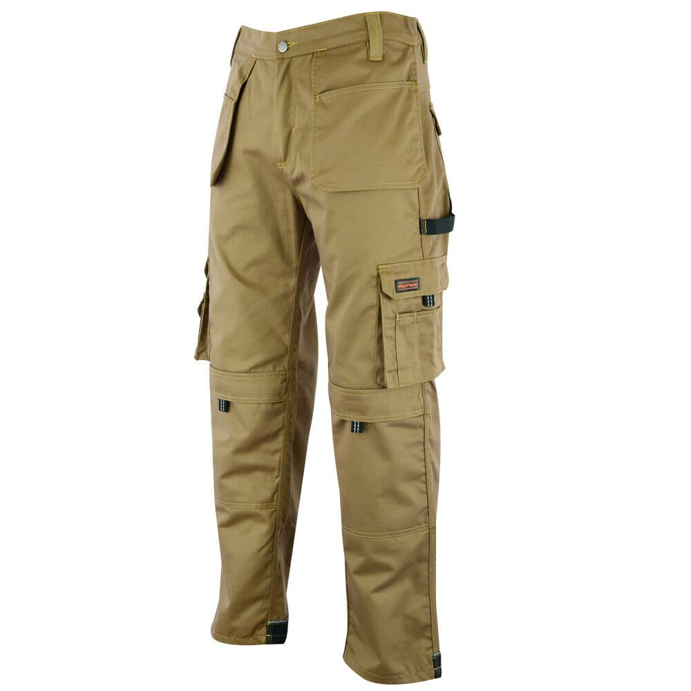WrightFits Men Pro-11 Work Trousers Black - Heavy Duty Safety Combat Cargo Pant - Multi Pockets & Knee Pad Pockets - Triple Stitched -Durable Work wear (28W-48W)