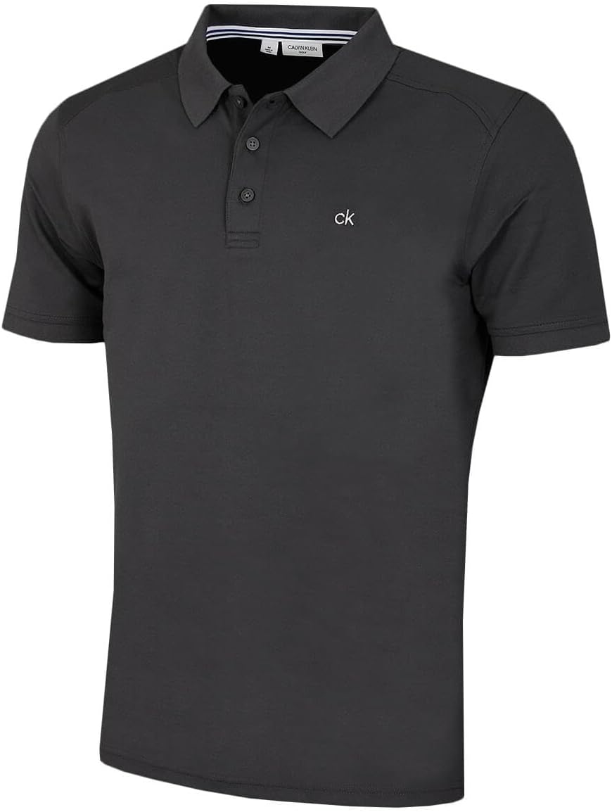 Calvin Klein Mens 2026 Campus 3 Button Ribbed Collar Golf Polo Shirt