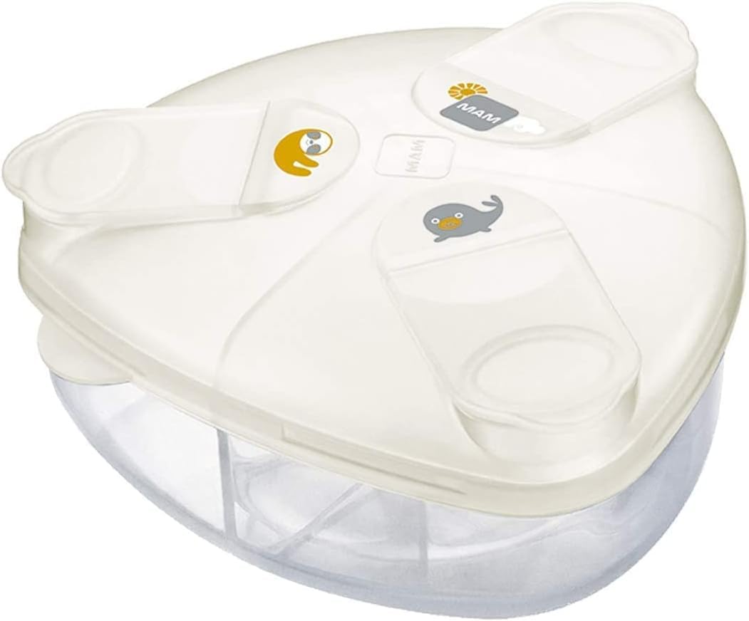 MAM Formula Dispenser | Stores 40g Per Serving and Holds 3 Servings | Spill-Free Snap Cover for Easy Opening | Baby Accessories | Pink (Various Designs)