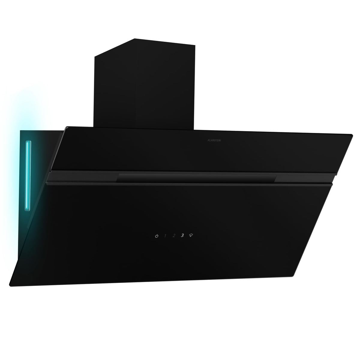 Klarstein Alina 90 Angled Cooker Hood - 615m³/h Air Flow, Touch Panel, LED Backlighting, Quiet 63dB, Energy Class A, 90cm Extractor Hood, Black