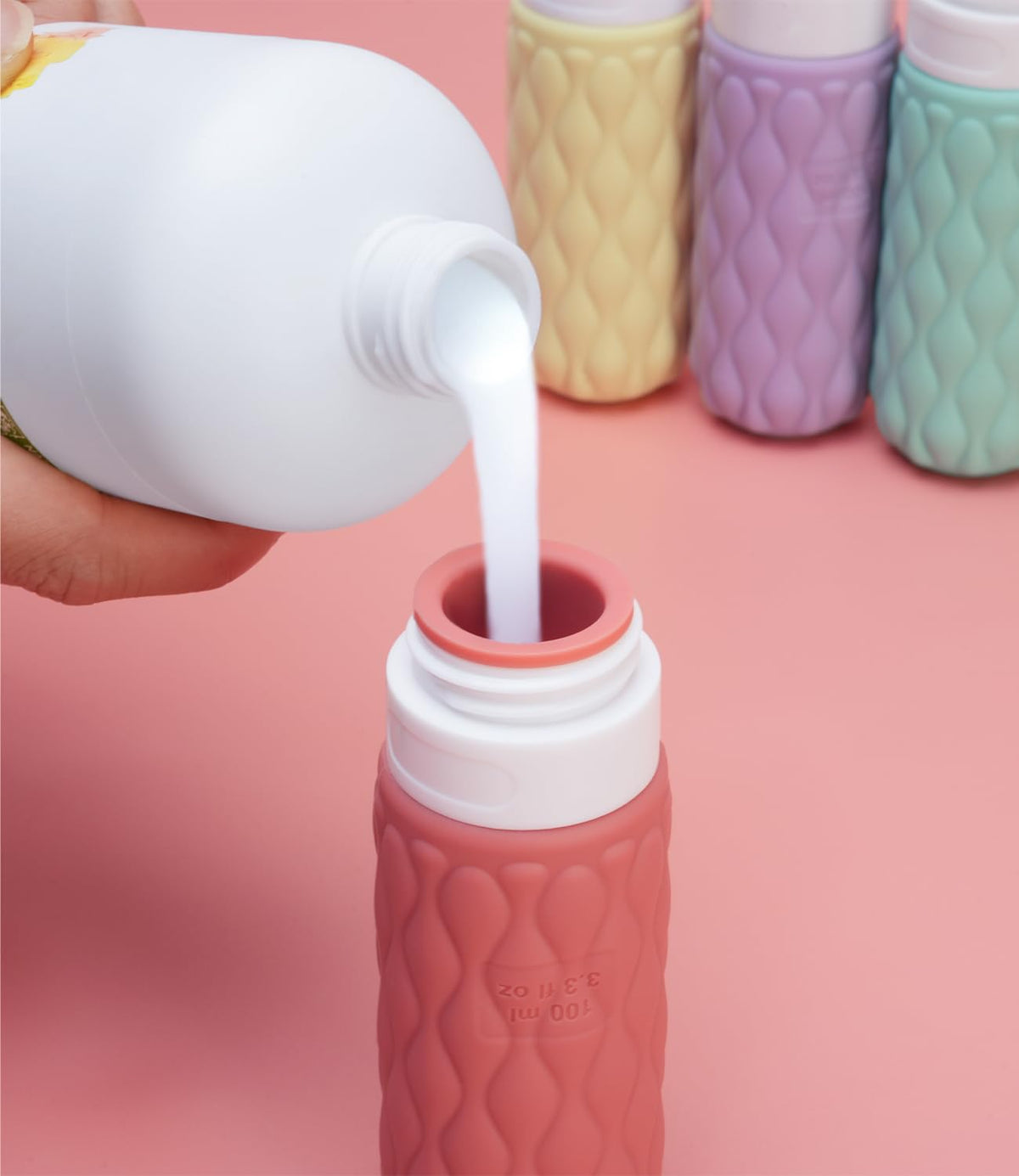100ml Silicone Travel Bottles for Toiletries for Shampoo and Conditioner