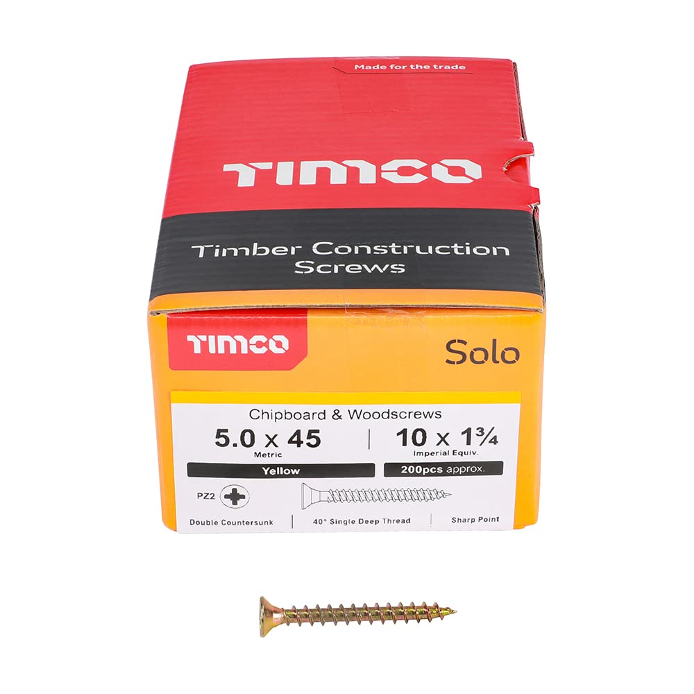 TIMCO Solo Chipboard & Woodscrews - Gold - 6.0 x 90mm - 60090SOLOC