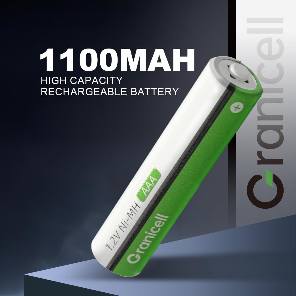 Granicell AAA Rechargeable Batteries (12 Pack), 1100mAh, 1.2V NiMH