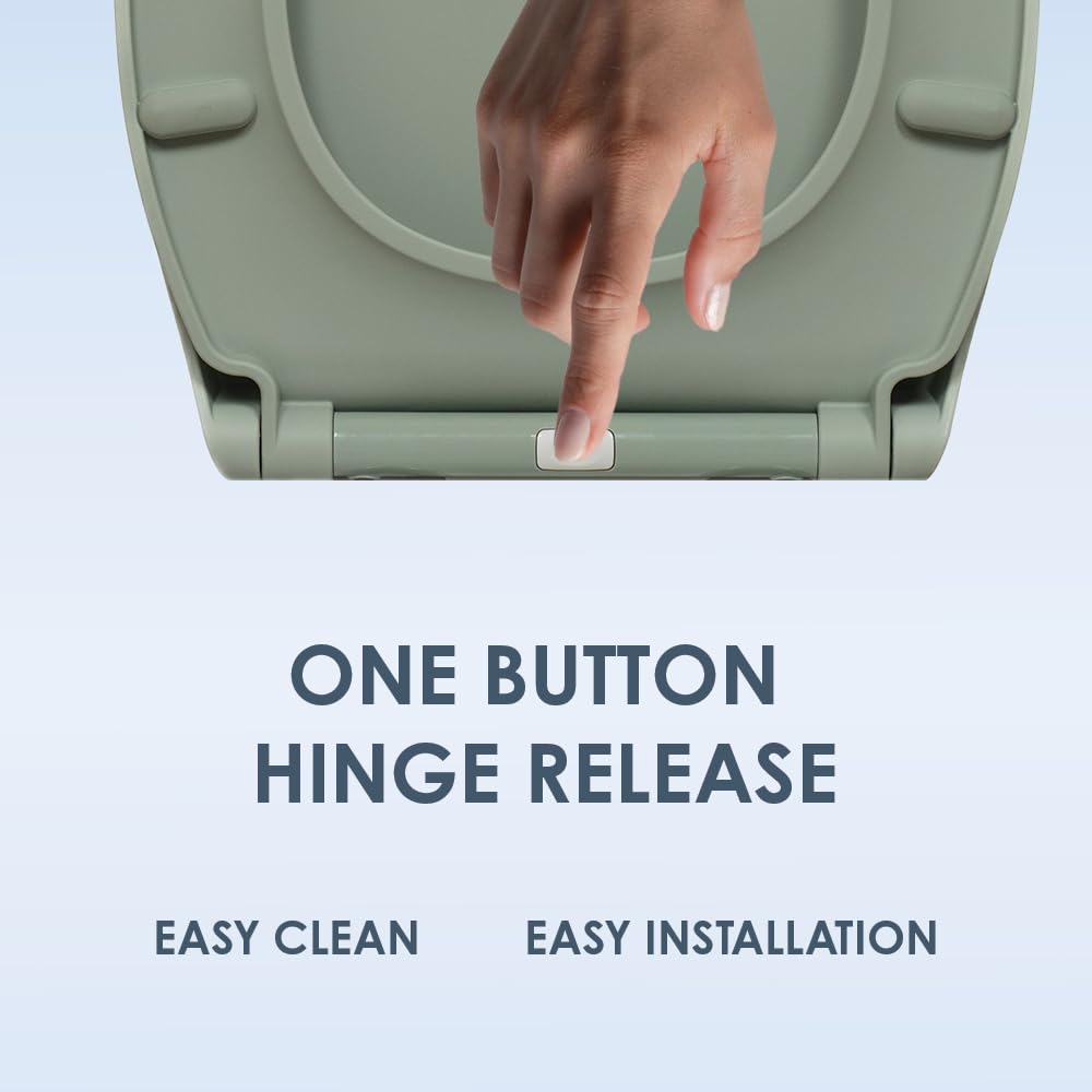 AQUALONA® Premium Thermoplastic Toilet Seat Soft Close Hardwearing Seat with Two Button Hinge Release D Shaped Easy to Clean Simple Installation Top and Bottom Fittings (White - D Shape)
